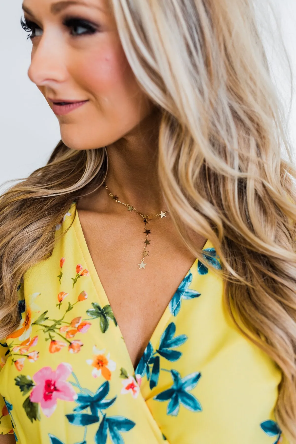 Drop-Down Star Necklace- Gold