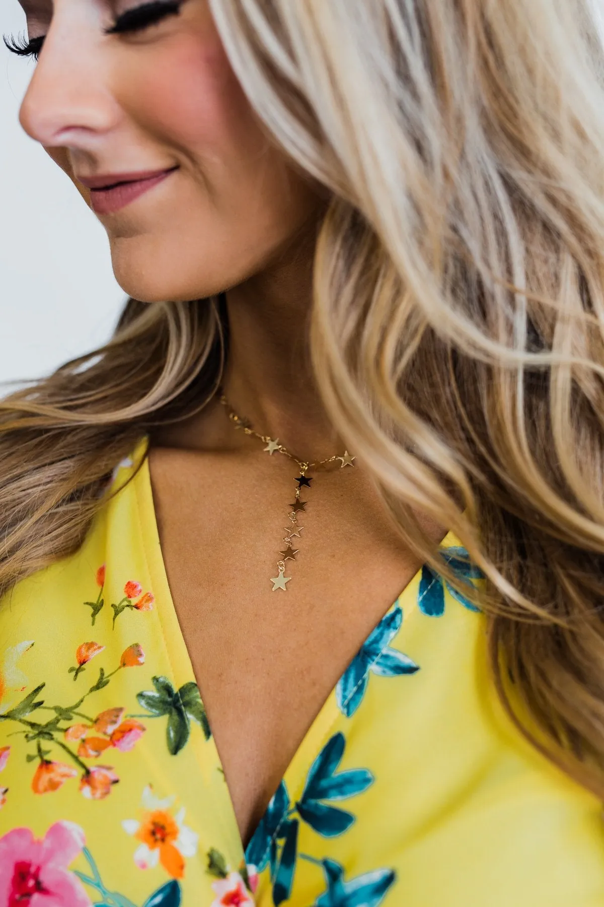 Drop-Down Star Necklace- Gold
