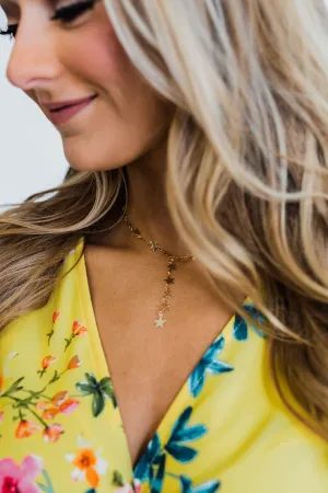 Drop-Down Star Necklace- Gold