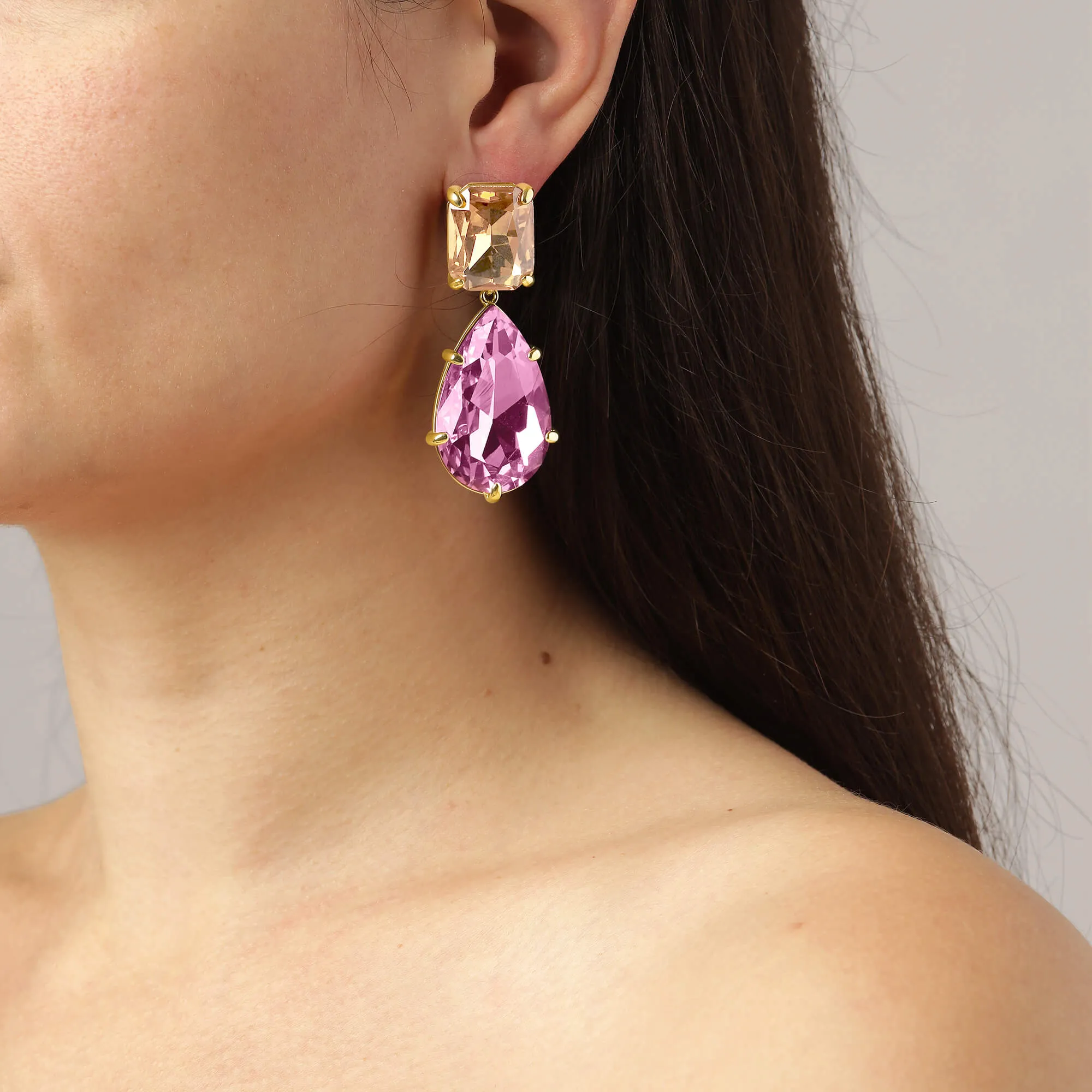 Dyrberg Kern Golari Gold Drop Earrings - Rose