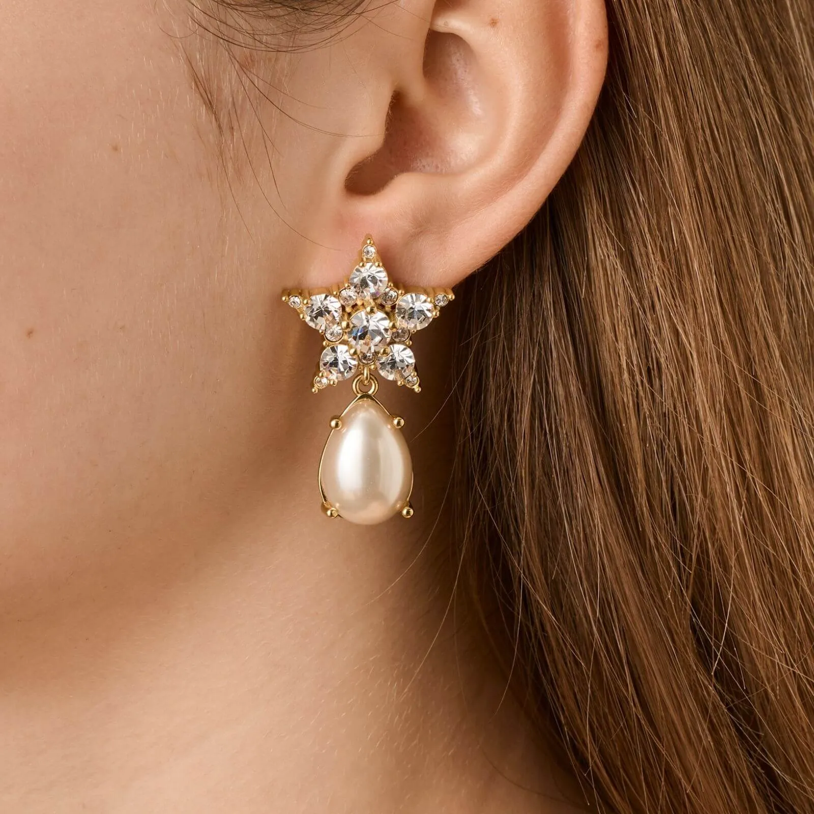 Dyrberg Kern Hydra Gold Earrings - White Pearl