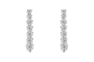 Earrings 18kt Gold 14 Graduated Diamonds Line Drops
