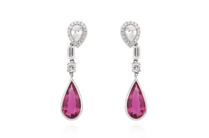Earrings Pear Shape Tourmaline & Diamonds