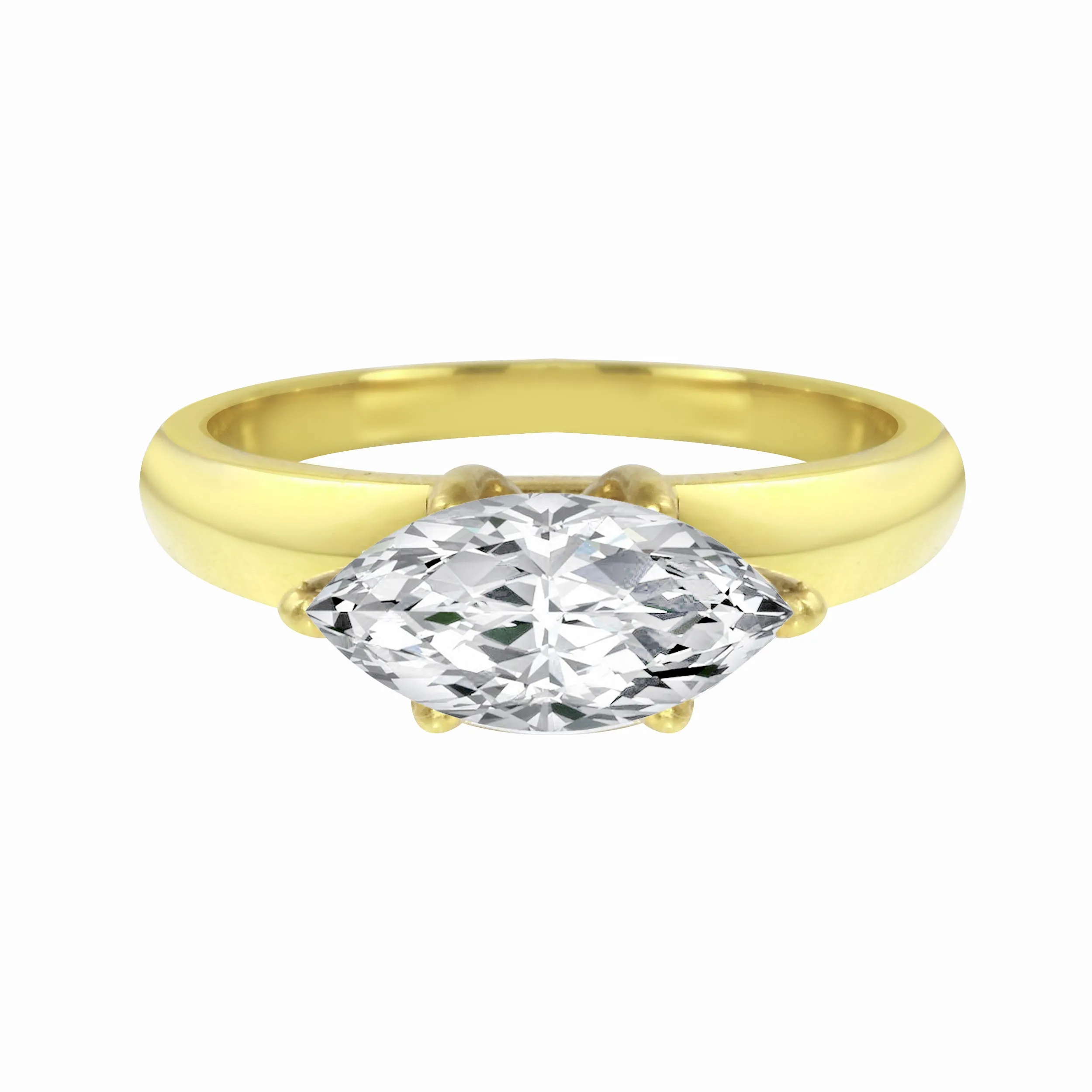 East-West Solitaire Marquise Diamond Wide Knife Edge Engagement Ring Setting