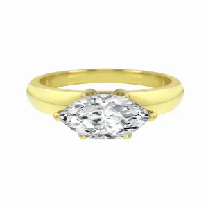 East-West Solitaire Marquise Diamond Wide Knife Edge Engagement Ring Setting