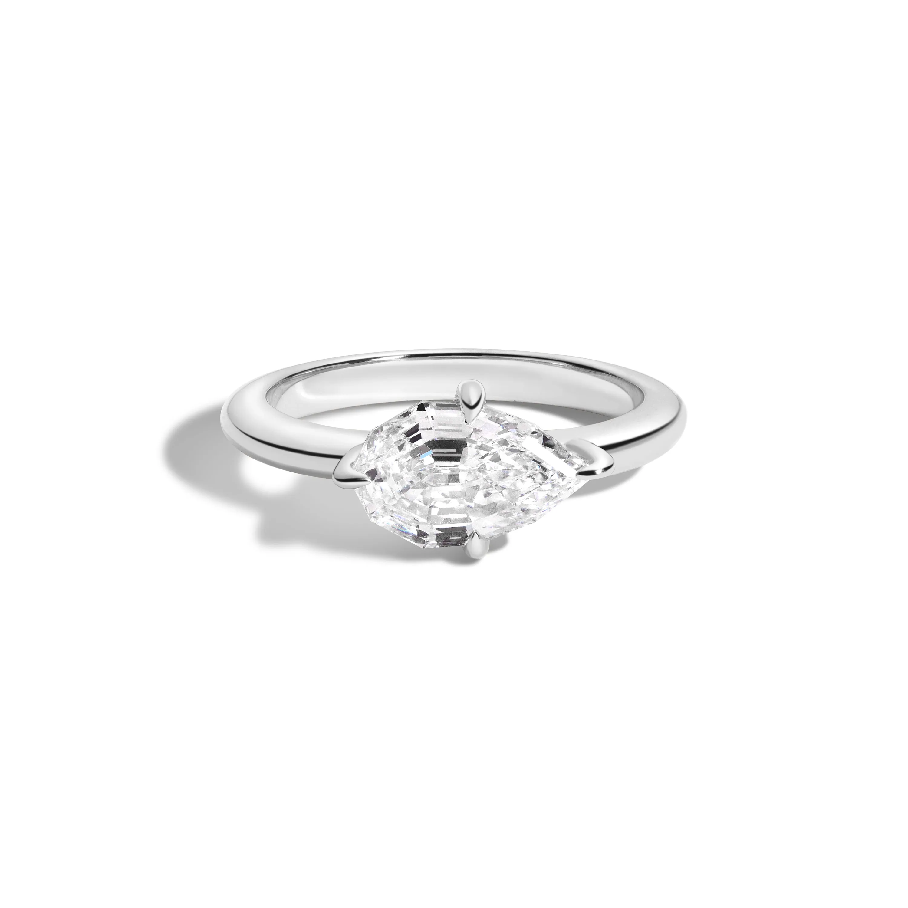 East-West Step Cut Pear Ring