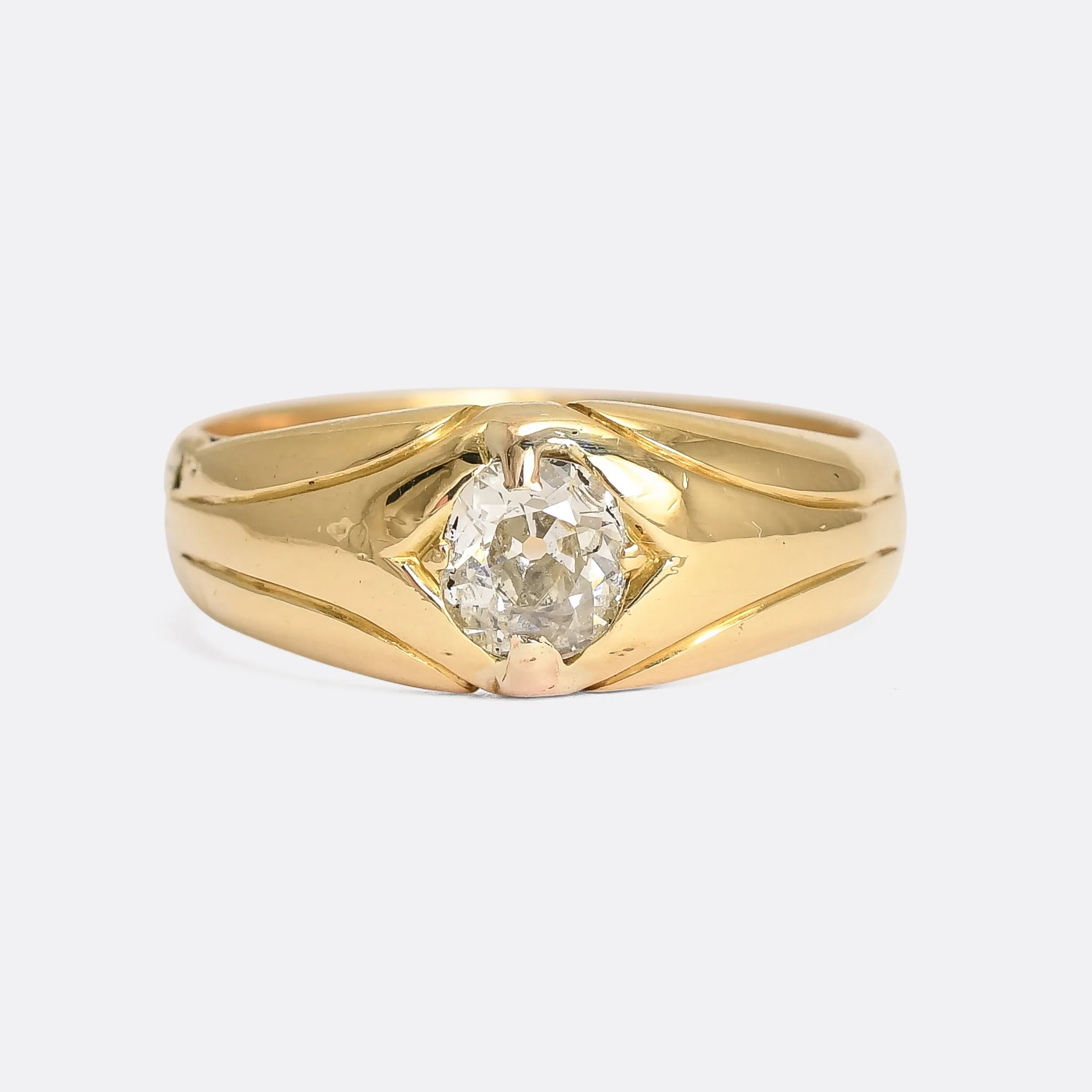 Edwardian Diamond Solitaire Gypsy Band