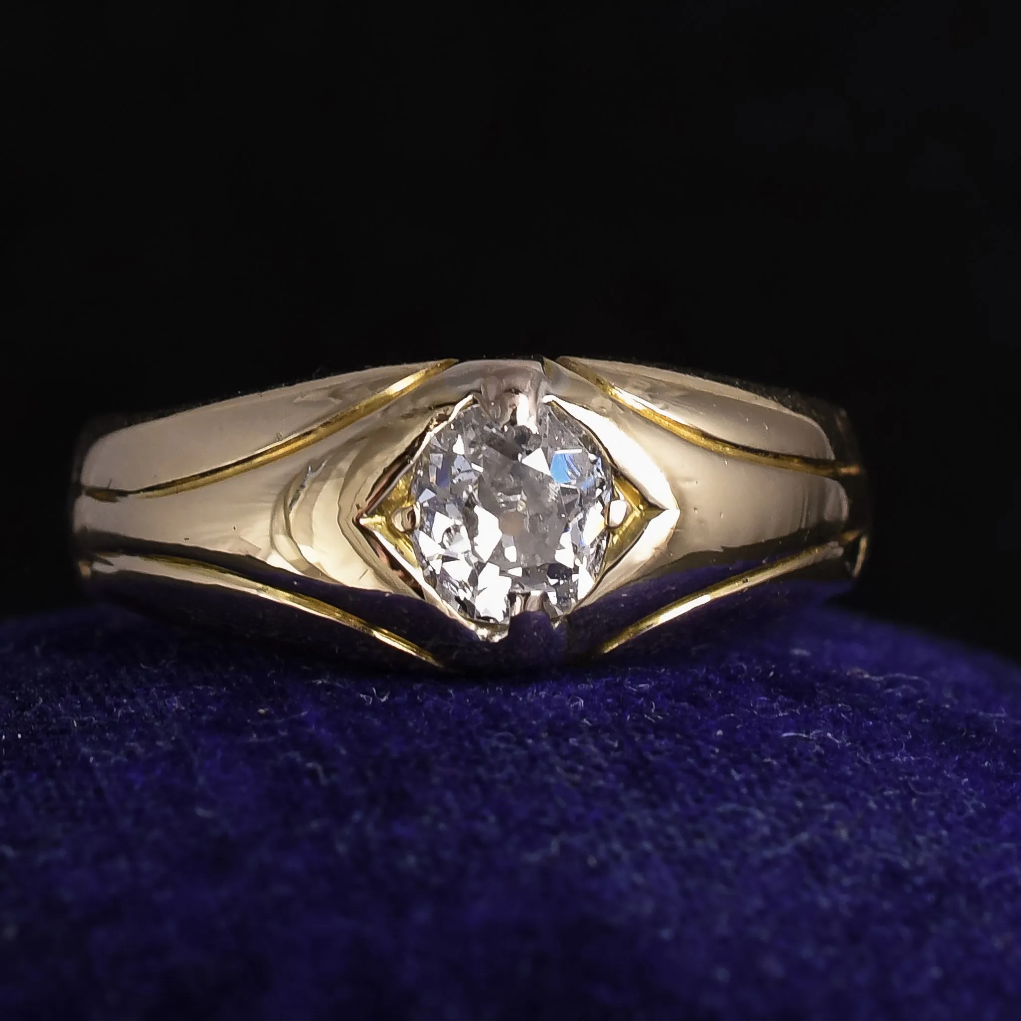 Edwardian Diamond Solitaire Gypsy Band