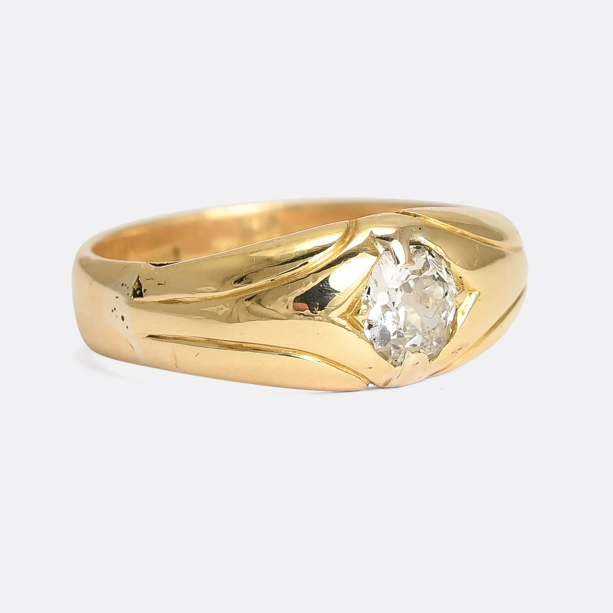 Edwardian Diamond Solitaire Gypsy Band