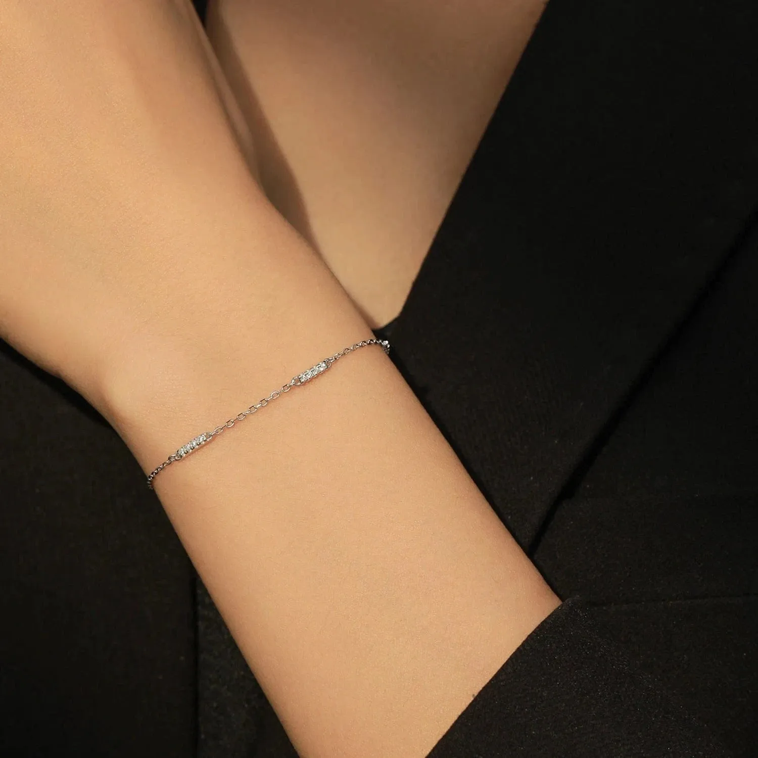 Elegant Zircon Bracelet in 925 Sterling Silver Chain