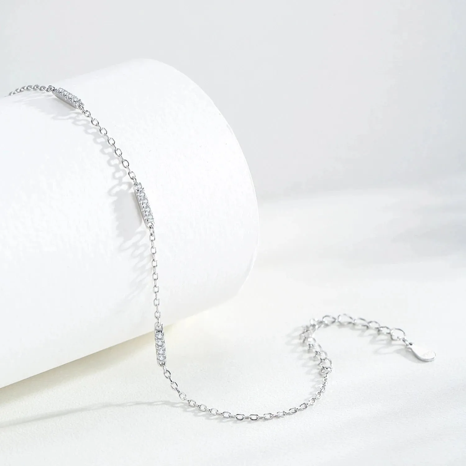 Elegant Zircon Bracelet in 925 Sterling Silver Chain
