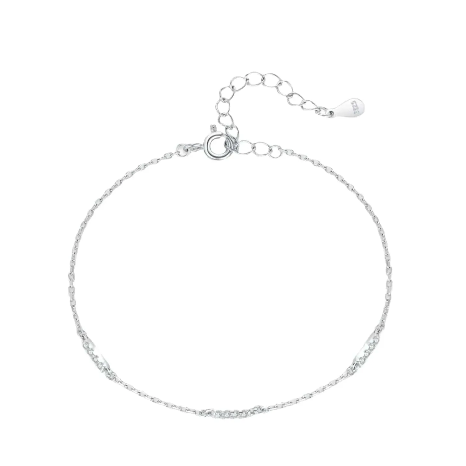 Elegant Zircon Bracelet in 925 Sterling Silver Chain