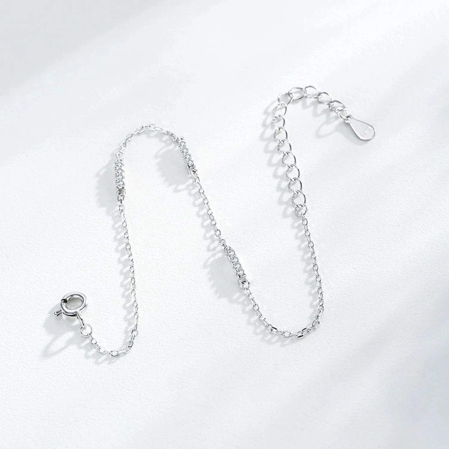 Elegant Zircon Bracelet in 925 Sterling Silver Chain