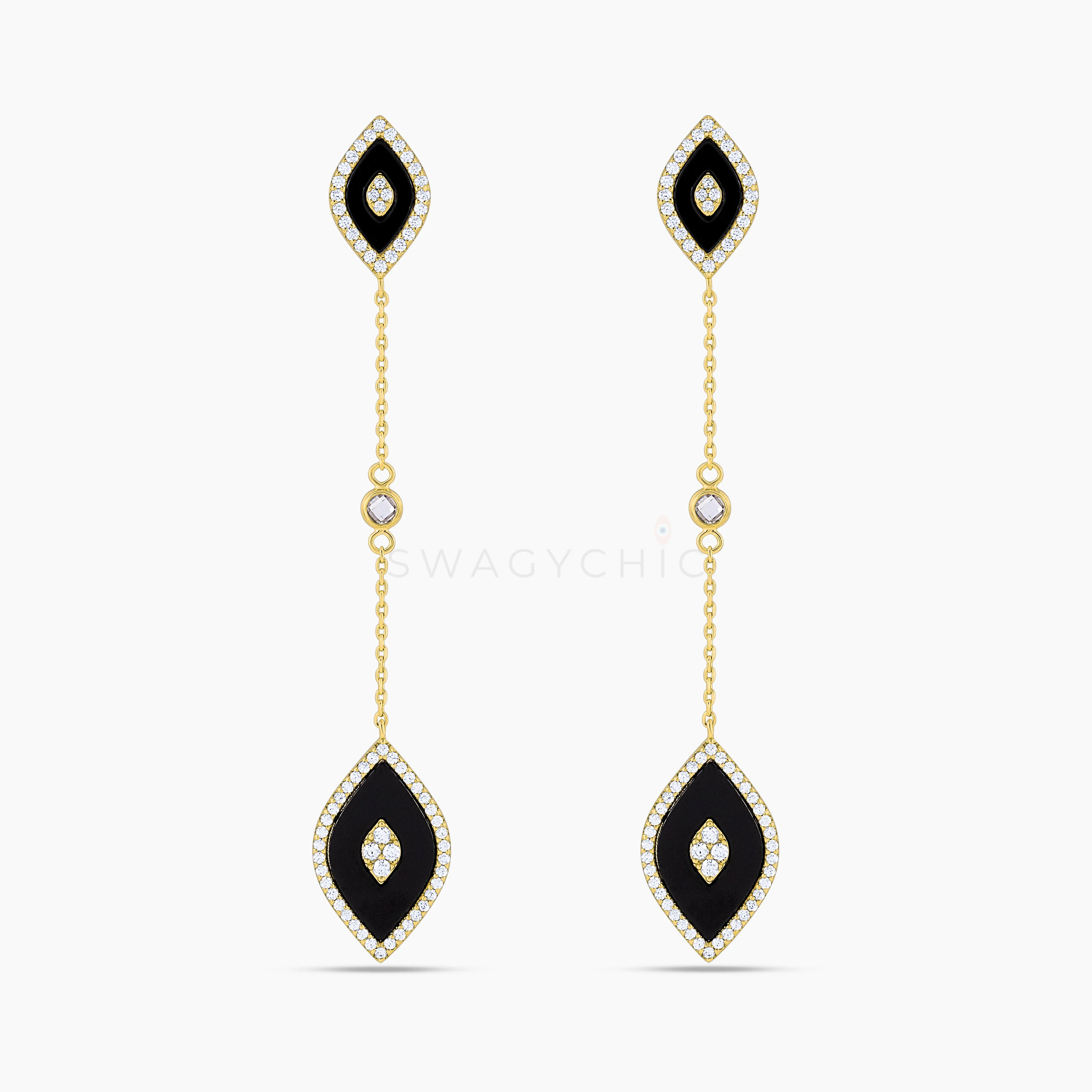 Elevated Eye Black Onyx Drop Earrings