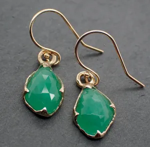 Emerald Fancy cut dangle earrings 14k 3324