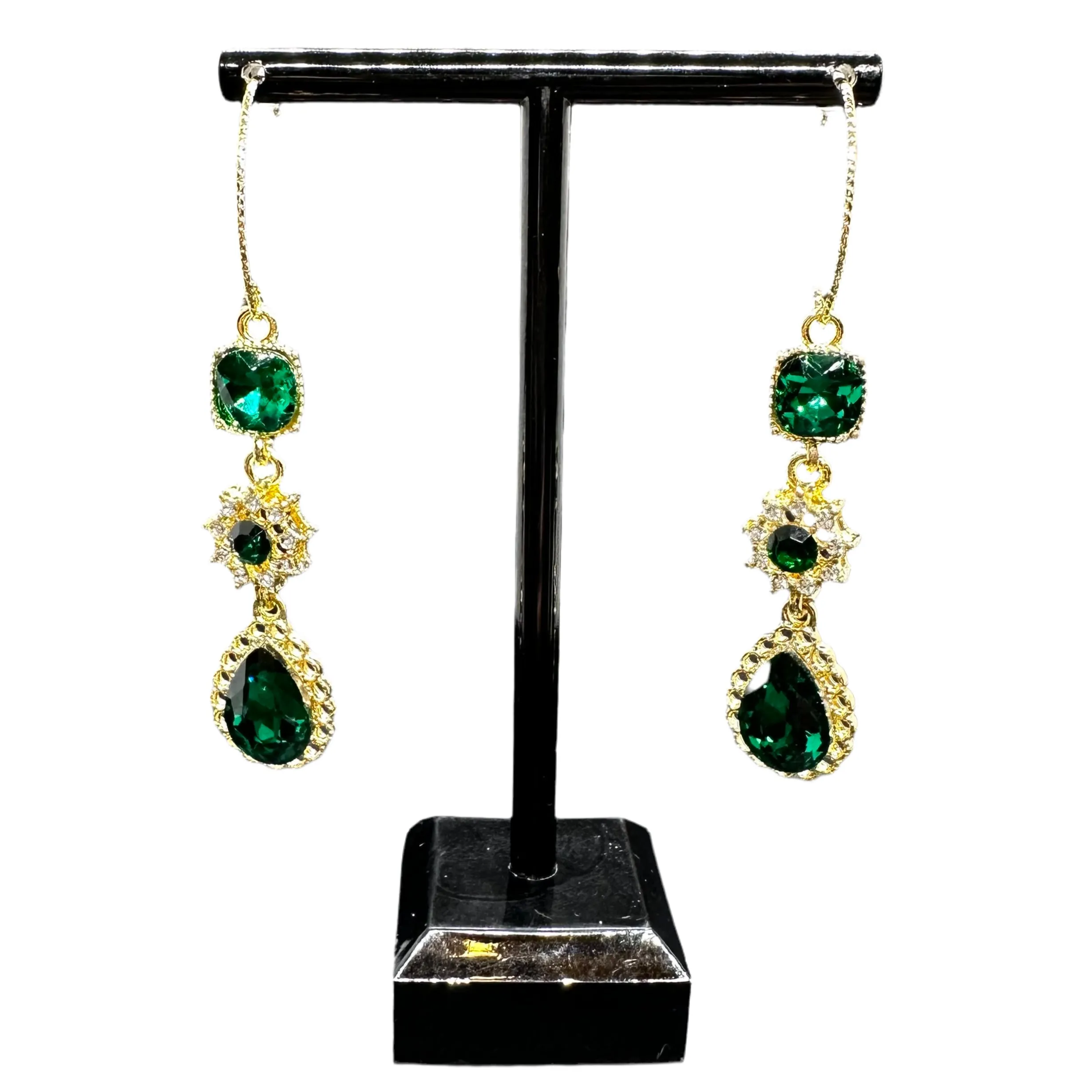 Emerald Green Glass Earrings