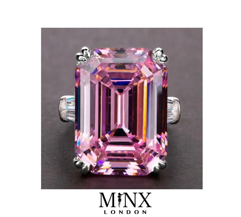 Emerald Ring | Pink Diamond Ring | Engagement Ring Diamond | Baguette Ring | Emerald Engagement Rings | Big Diamond Ring Womens | Big Carat