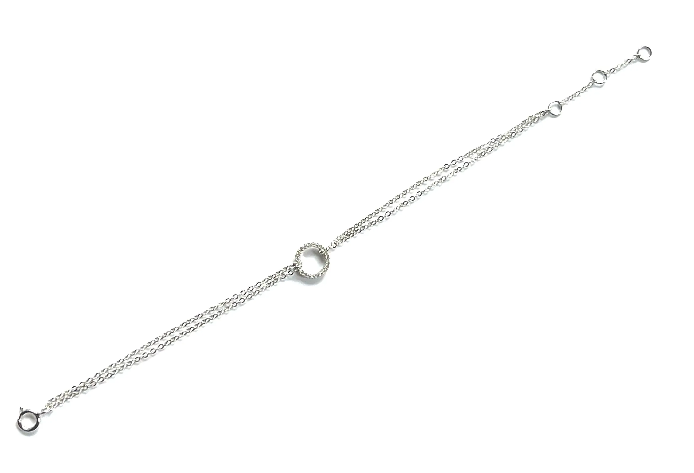 Emilie Double Chain CZ Open Circle Bracelet