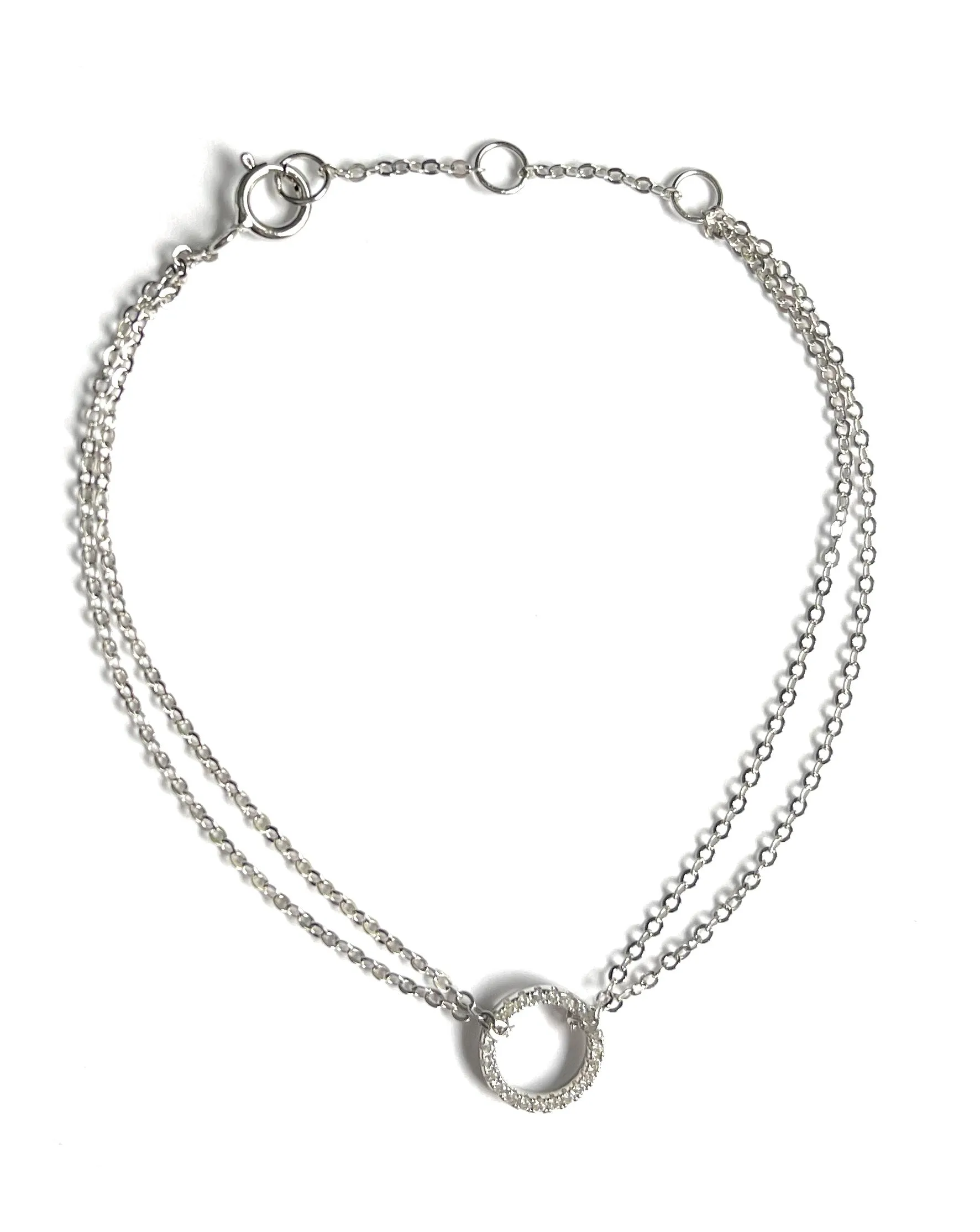 Emilie Double Chain CZ Open Circle Bracelet