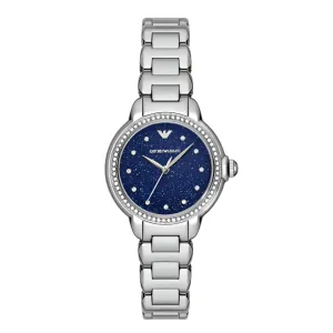 Emporio Armani Starry Night Ladies Blue Dial Silver Stainless Steel Watch