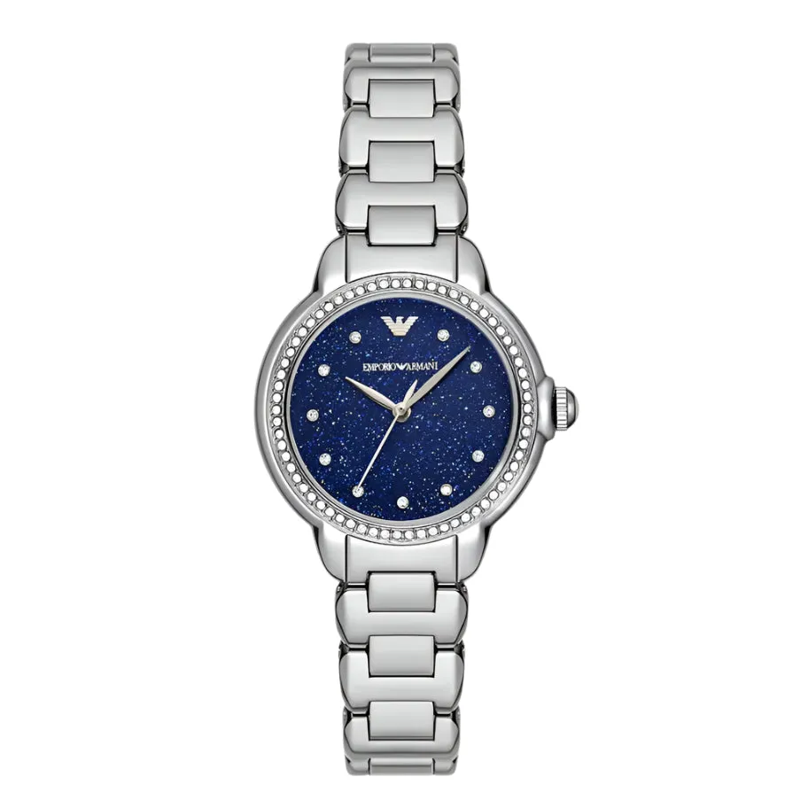 Emporio Armani Starry Night Ladies Blue Dial Silver Stainless Steel Watch