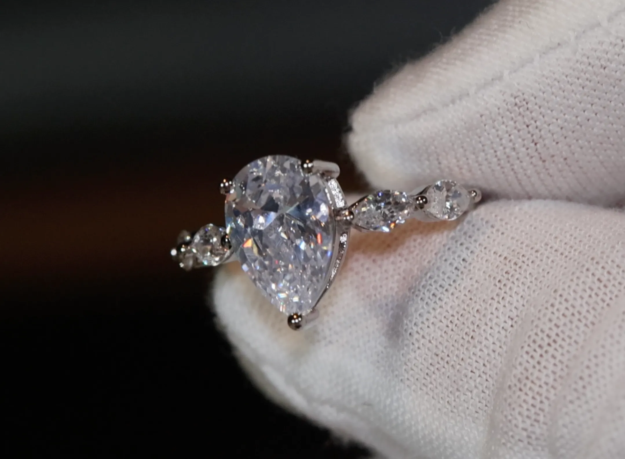 Engagement Ring | Pear Cut Diamond Ring | Teardrop Ring | Womens Diamond Wedding Ring | Womens Wedding Ring