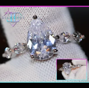 Engagement Ring | Pear Cut Diamond Ring | Teardrop Ring | Womens Diamond Wedding Ring | Womens Wedding Ring