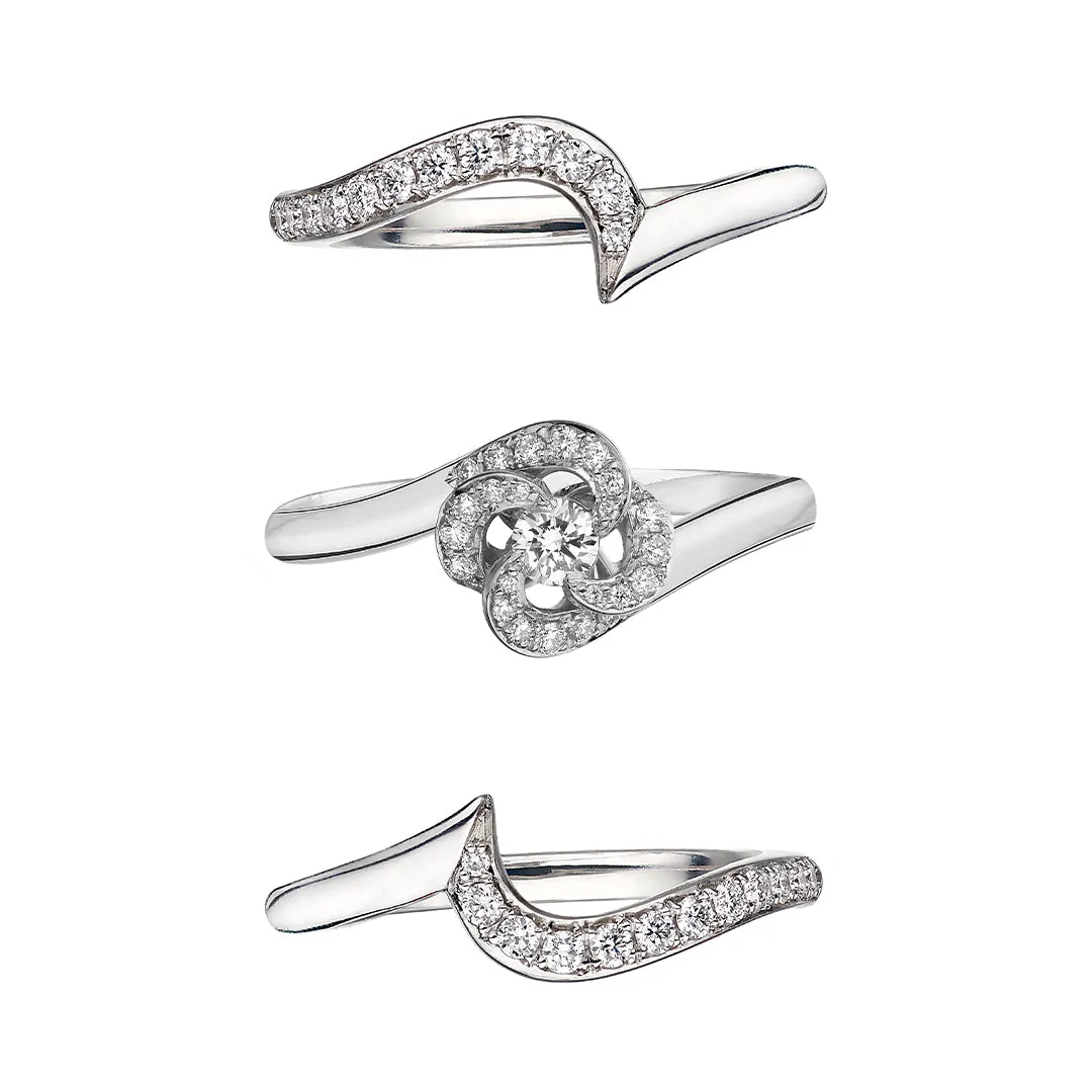 Entwined Petal10 Engagement Ring - 18ct White Gold & 0.24ct Diamond