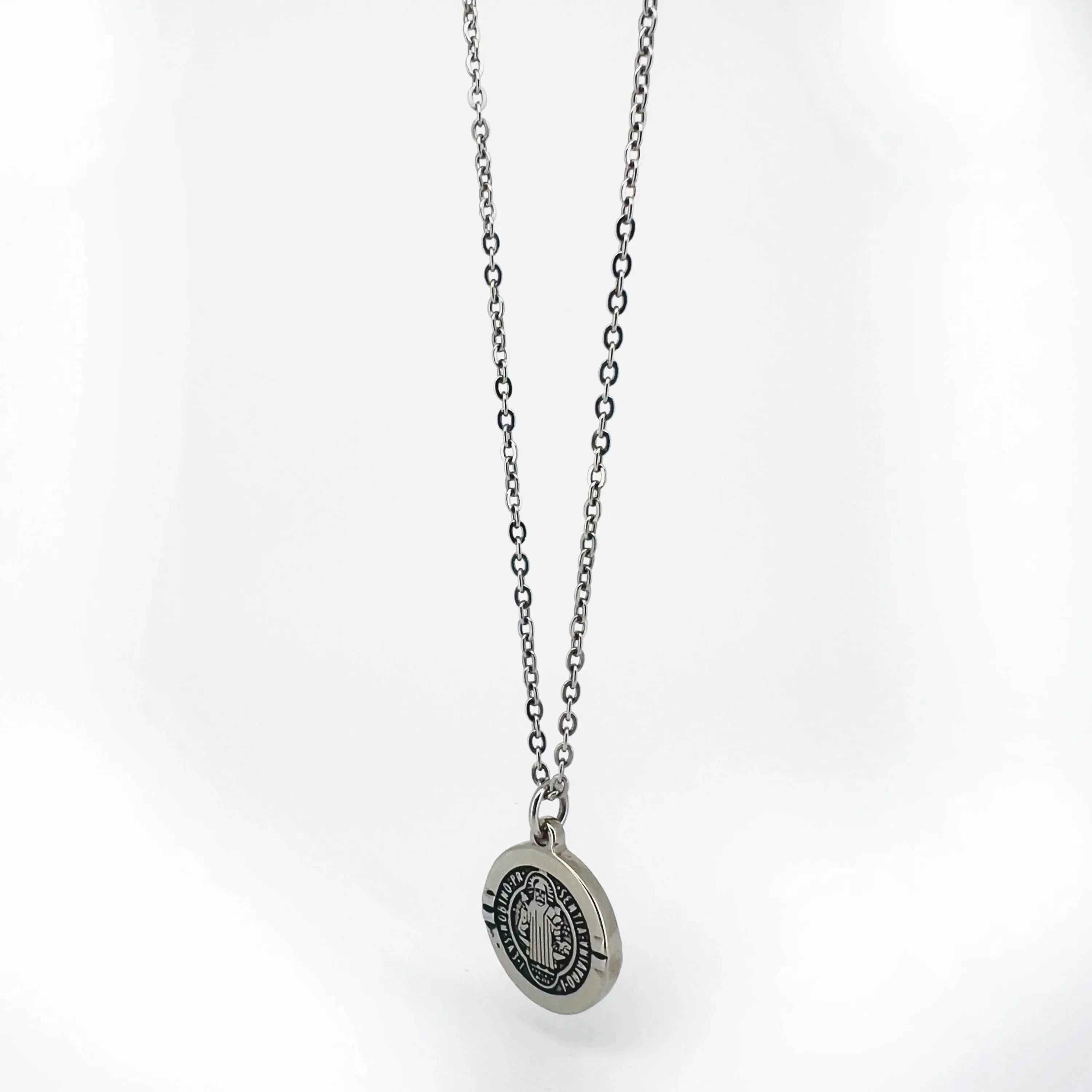 Erazino Saint Benedict Medallion Pendant with Chain Necklace