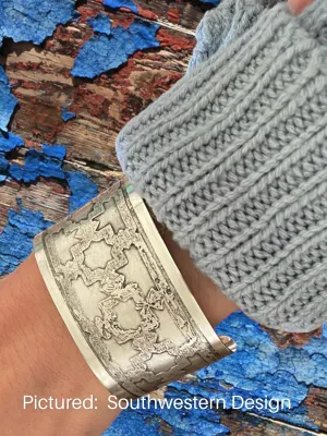 Etched Sterling Silver Cuff Bracelet - Southwestern Pattern