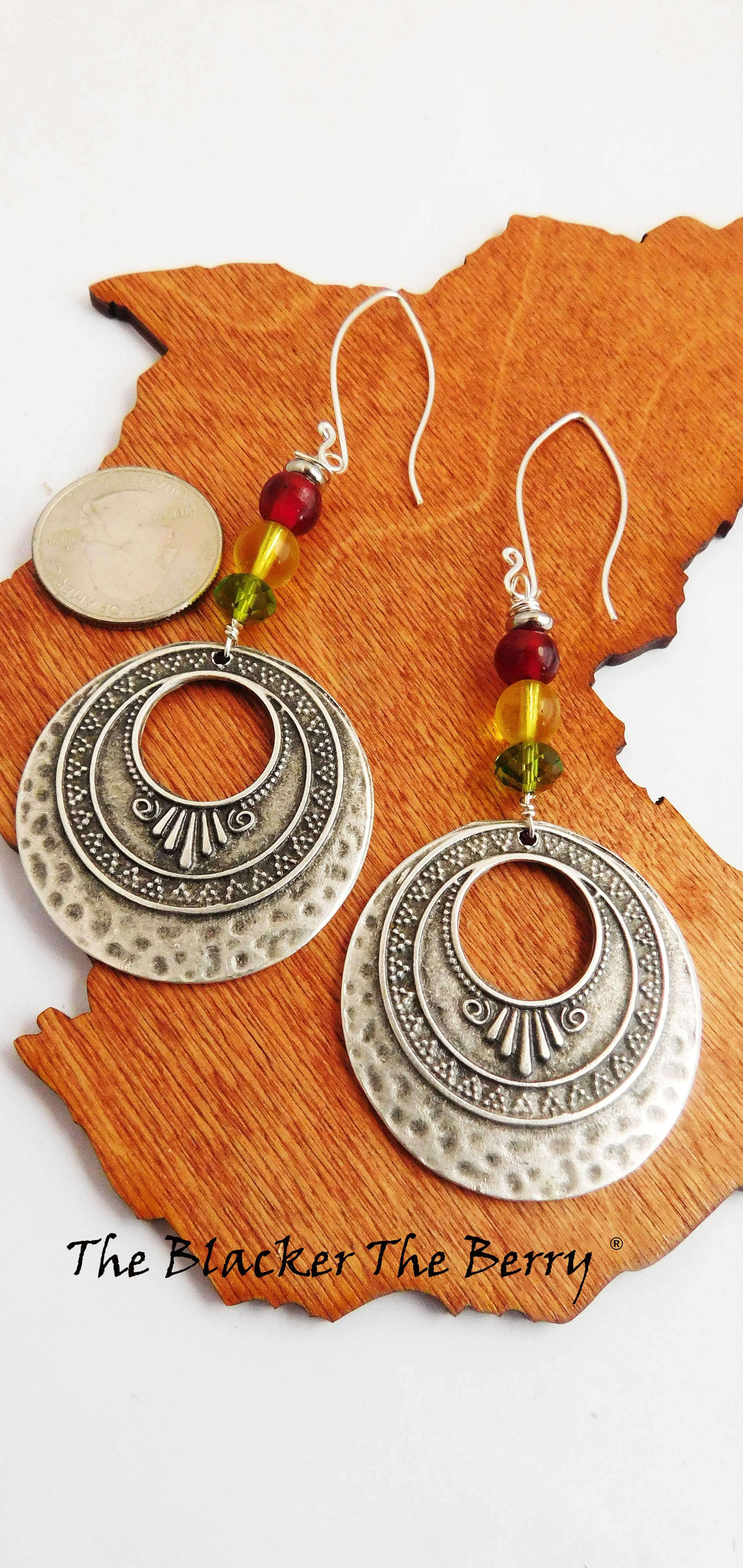 Ethnic Earrings Silver Long Beaded Women Rasta Jewelry