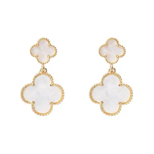 Eva Clover Drop Earrings (White)