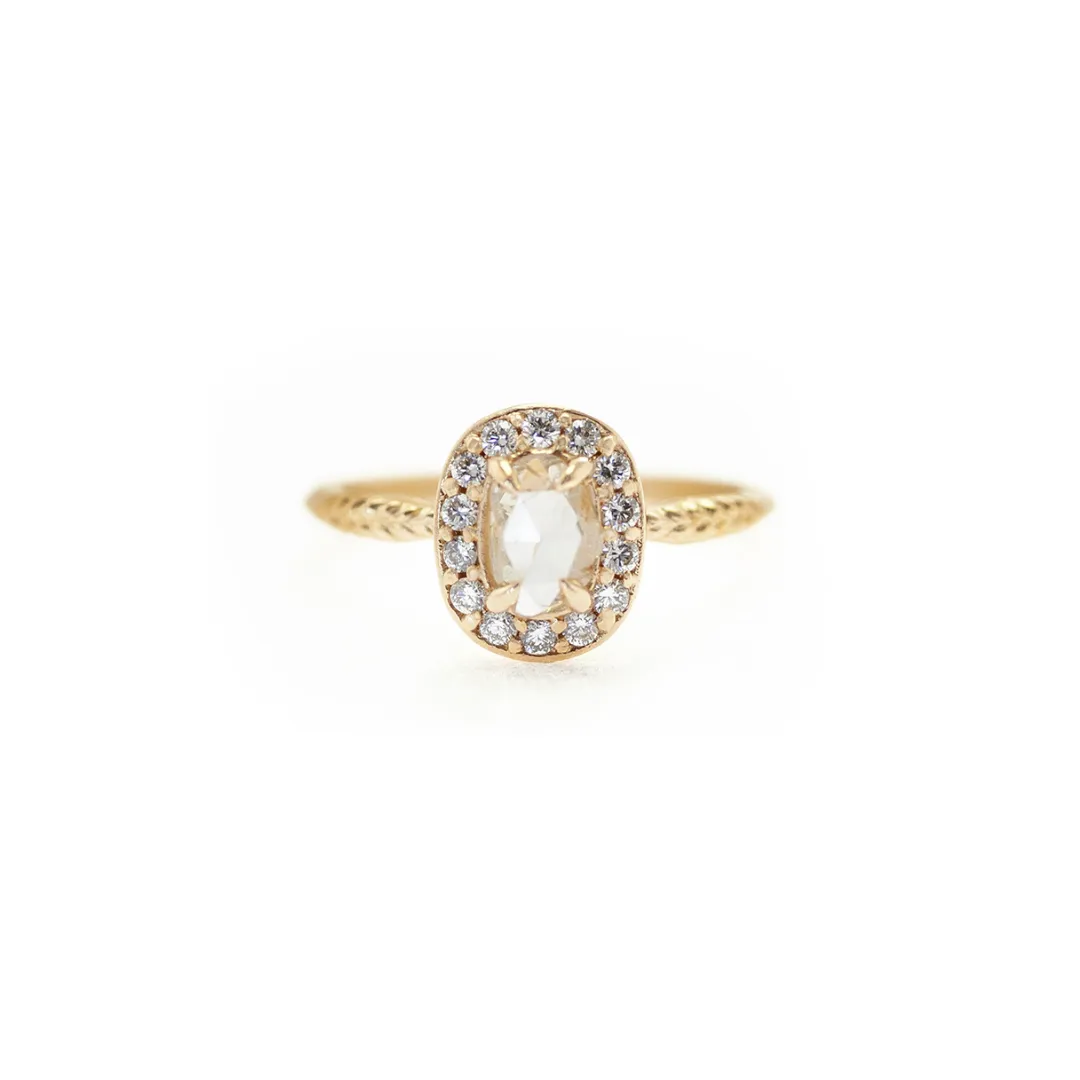 Evergreen Antique Rose Cut Diamond Halo Engagement Ring