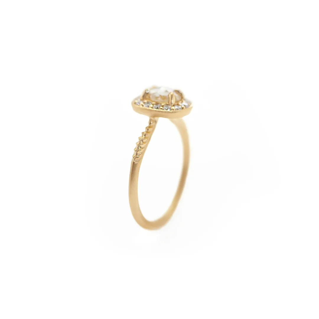 Evergreen Antique Rose Cut Diamond Halo Engagement Ring