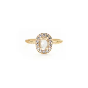 Evergreen Antique Rose Cut Diamond Halo Engagement Ring