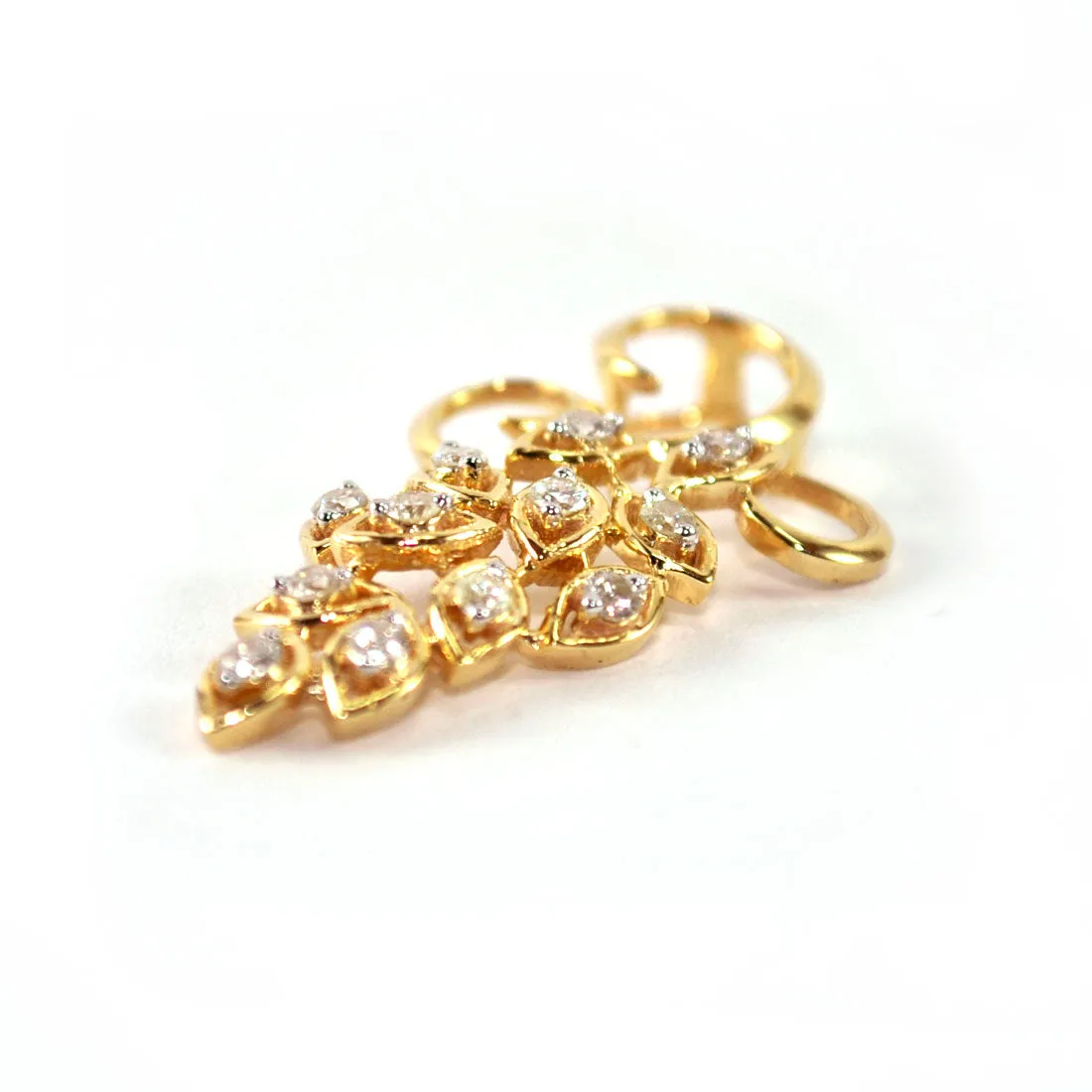 Everyday Use Diamond Cluster Pendant, Grape Bunch Diamond Necklace Pendant in 14K Yellow Gold, Peacock Shaped Pendant necklace