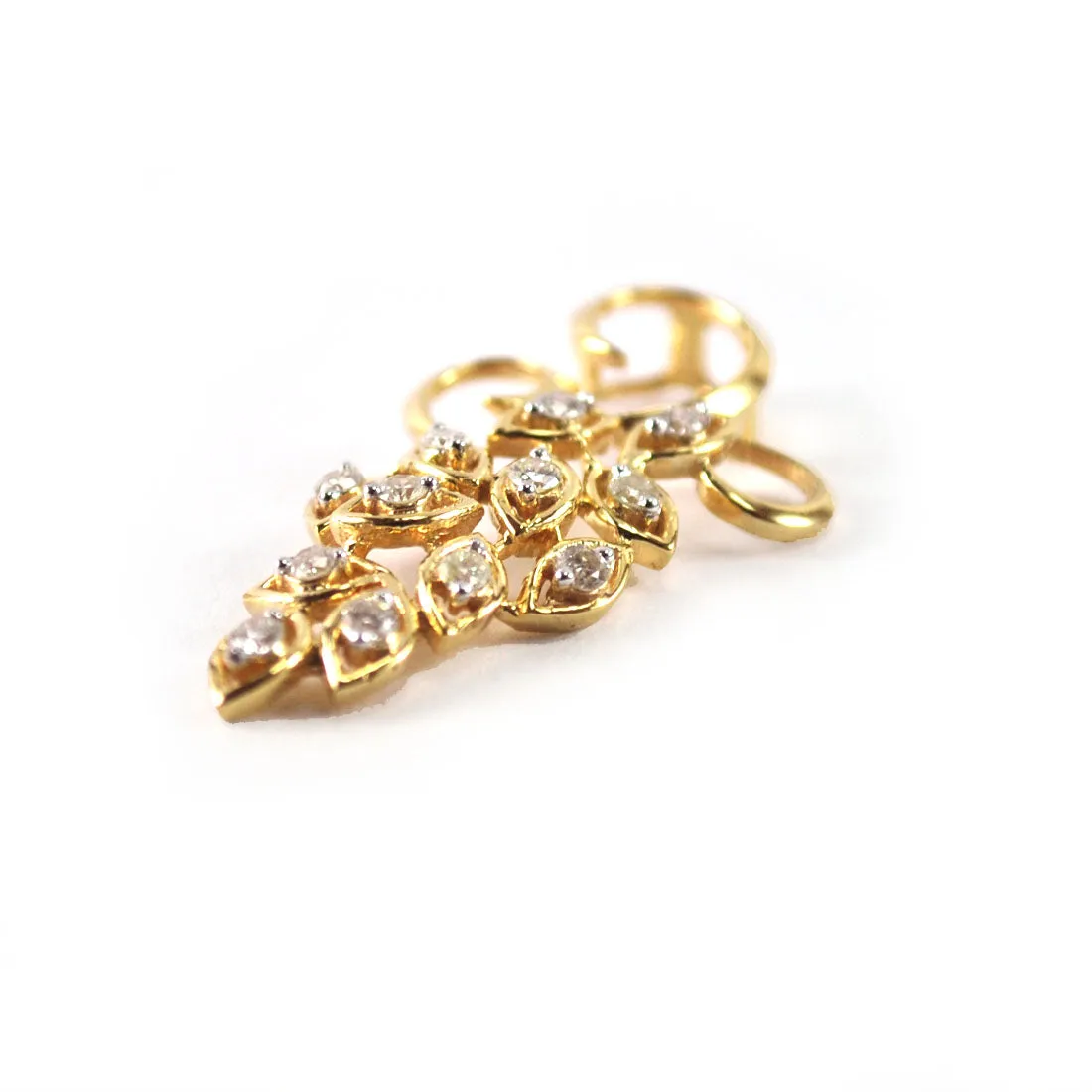 Everyday Use Diamond Cluster Pendant, Grape Bunch Diamond Necklace Pendant in 14K Yellow Gold, Peacock Shaped Pendant necklace