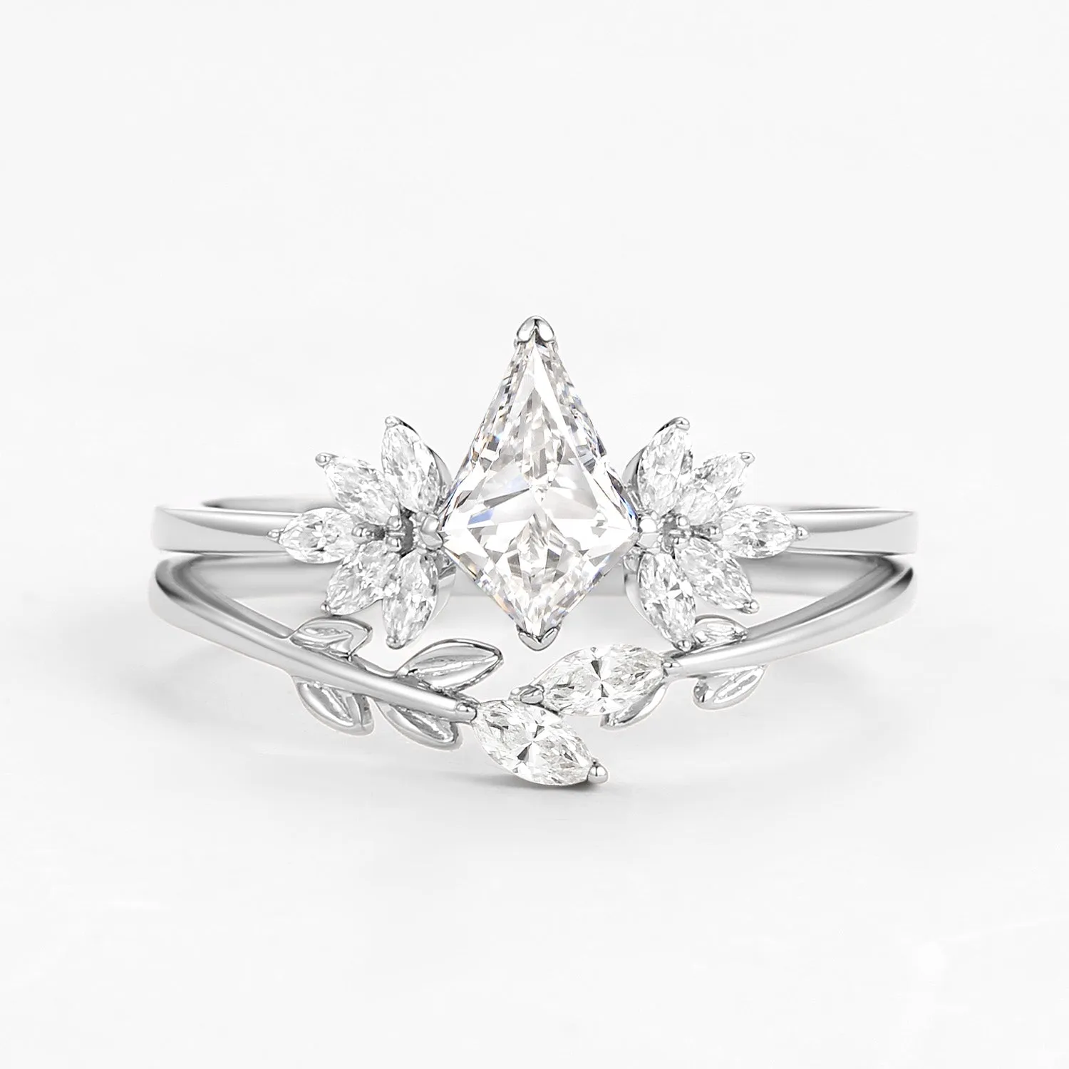Fairy Ring - Moissanite Leafy Forest Elves Engagement Ring Set 2pcs - Amayah