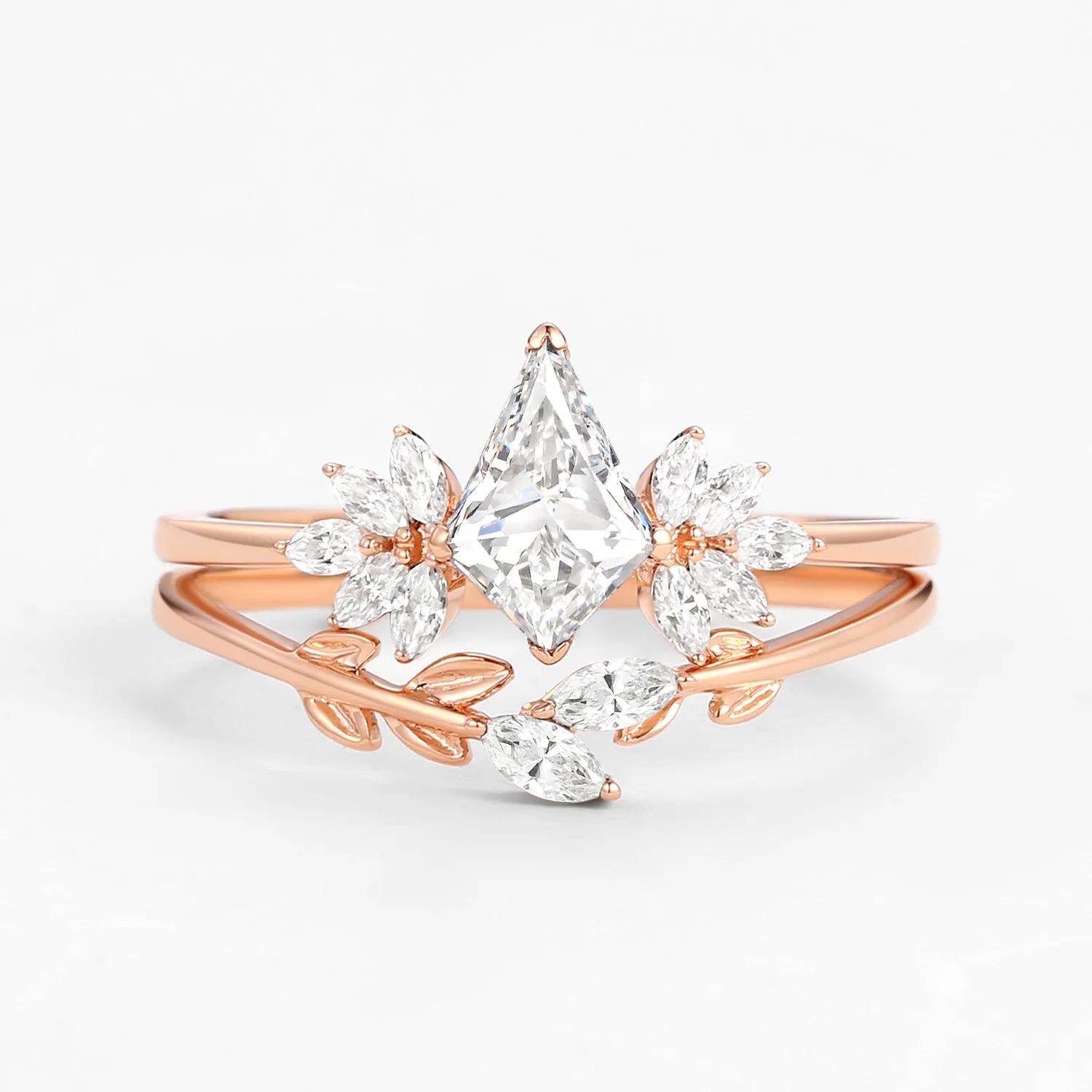 Fairy Ring - Moissanite Leafy Forest Elves Engagement Ring Set 2pcs - Amayah