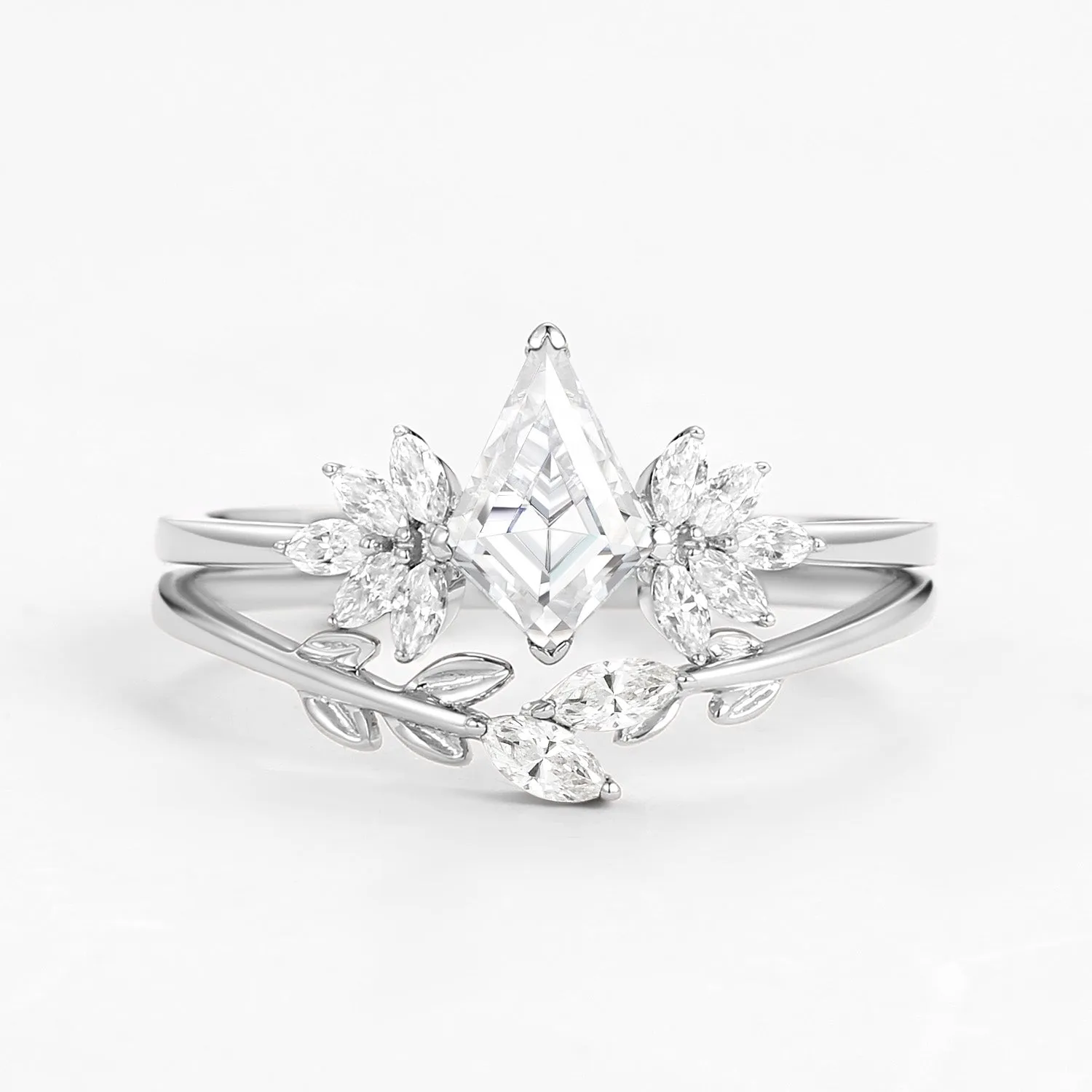 Fairy Ring - Moissanite Leafy Forest Elves Engagement Ring Set 2pcs - Amayah