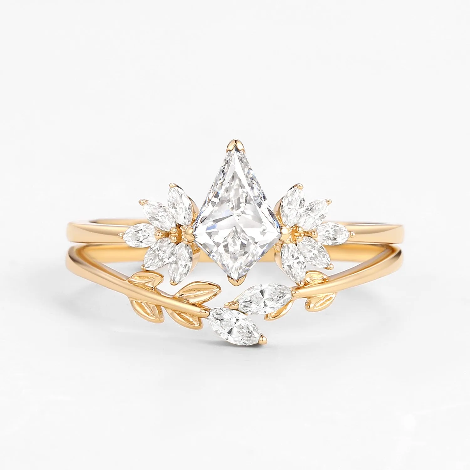 Fairy Ring - Moissanite Leafy Forest Elves Engagement Ring Set 2pcs - Amayah