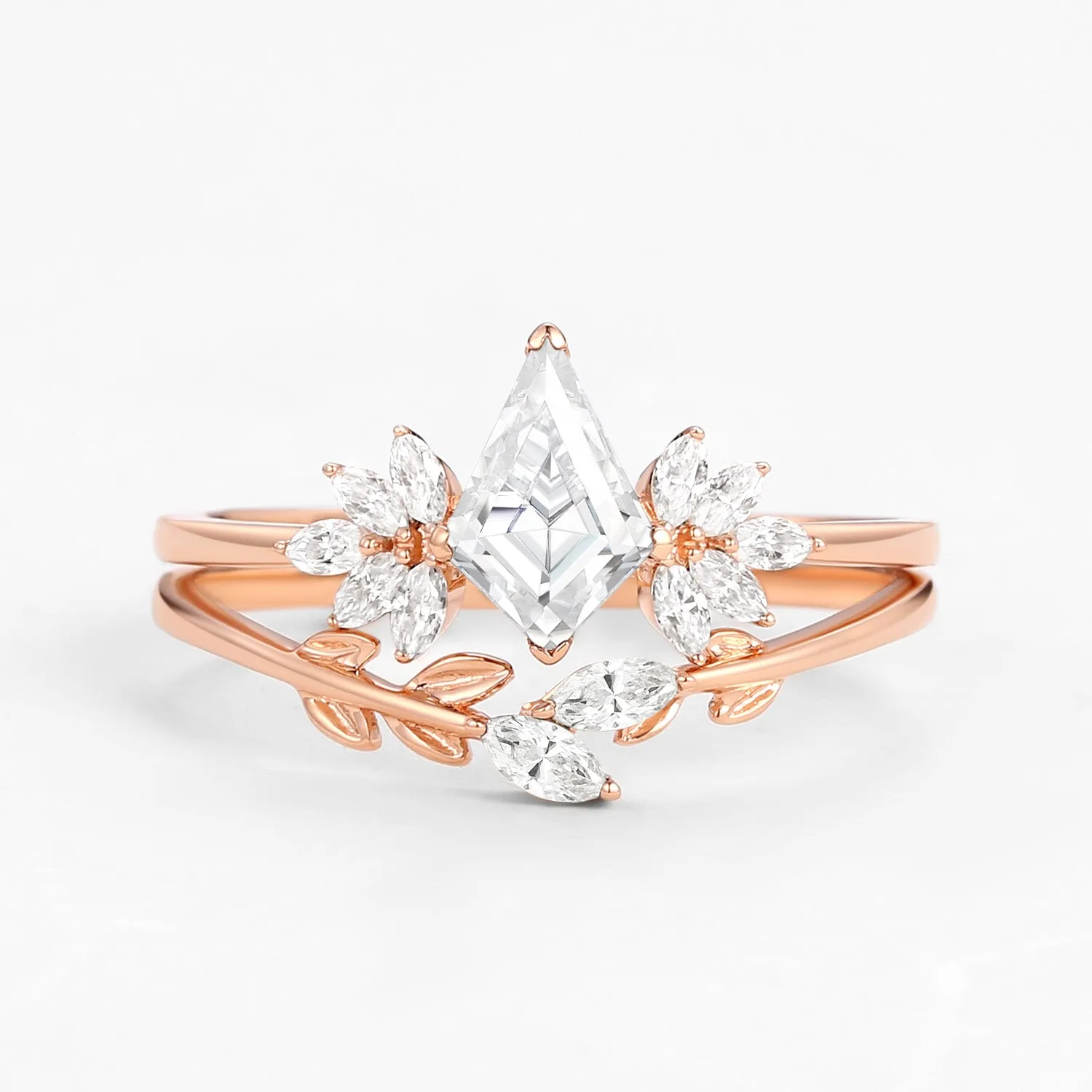 Fairy Ring - Moissanite Leafy Forest Elves Engagement Ring Set 2pcs - Amayah