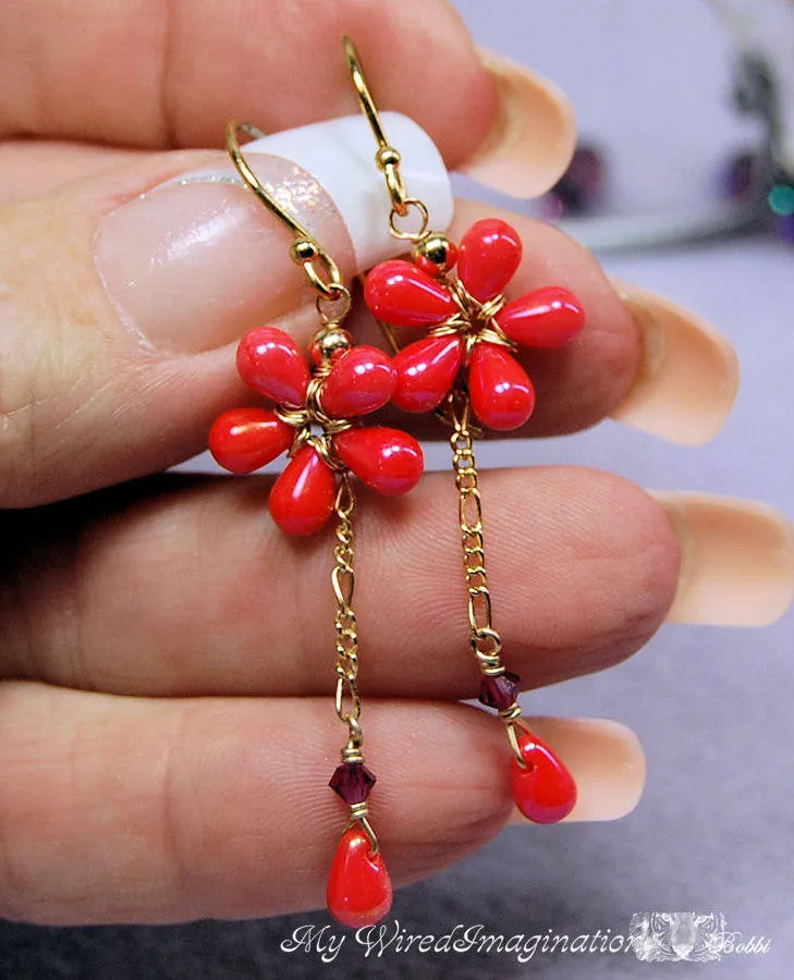 Fanciful Flowers Freesia Earrings, Wire Wrap Earring Tutorial