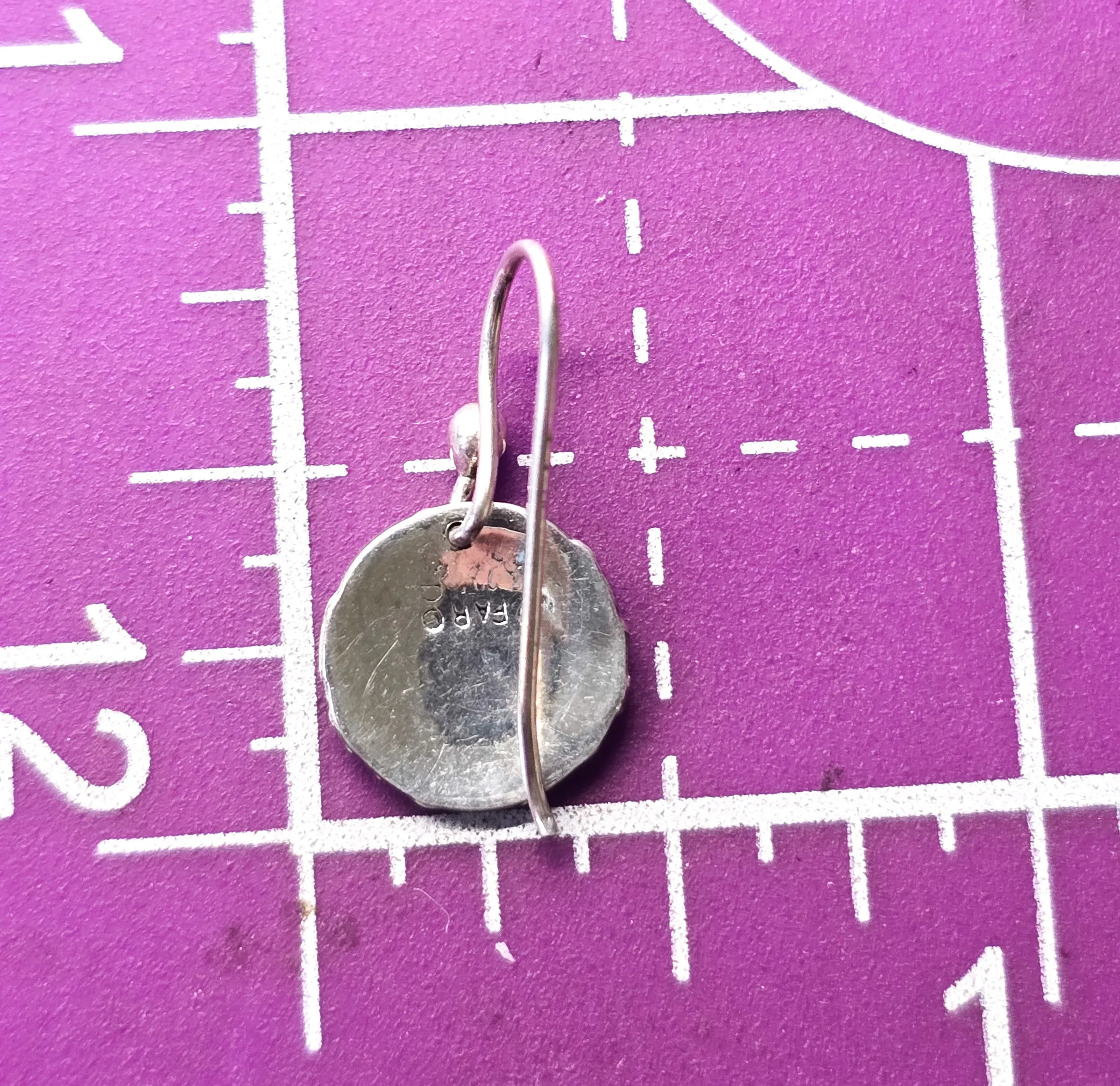 Far Fetched Cobble stone signed spotted drop sterling silver earrings