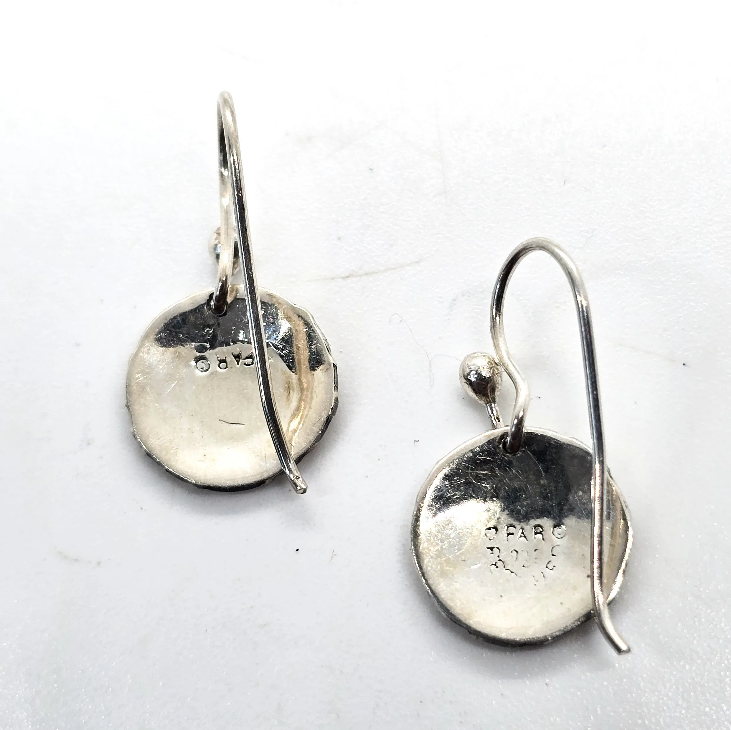 Far Fetched Cobble stone signed spotted drop sterling silver earrings