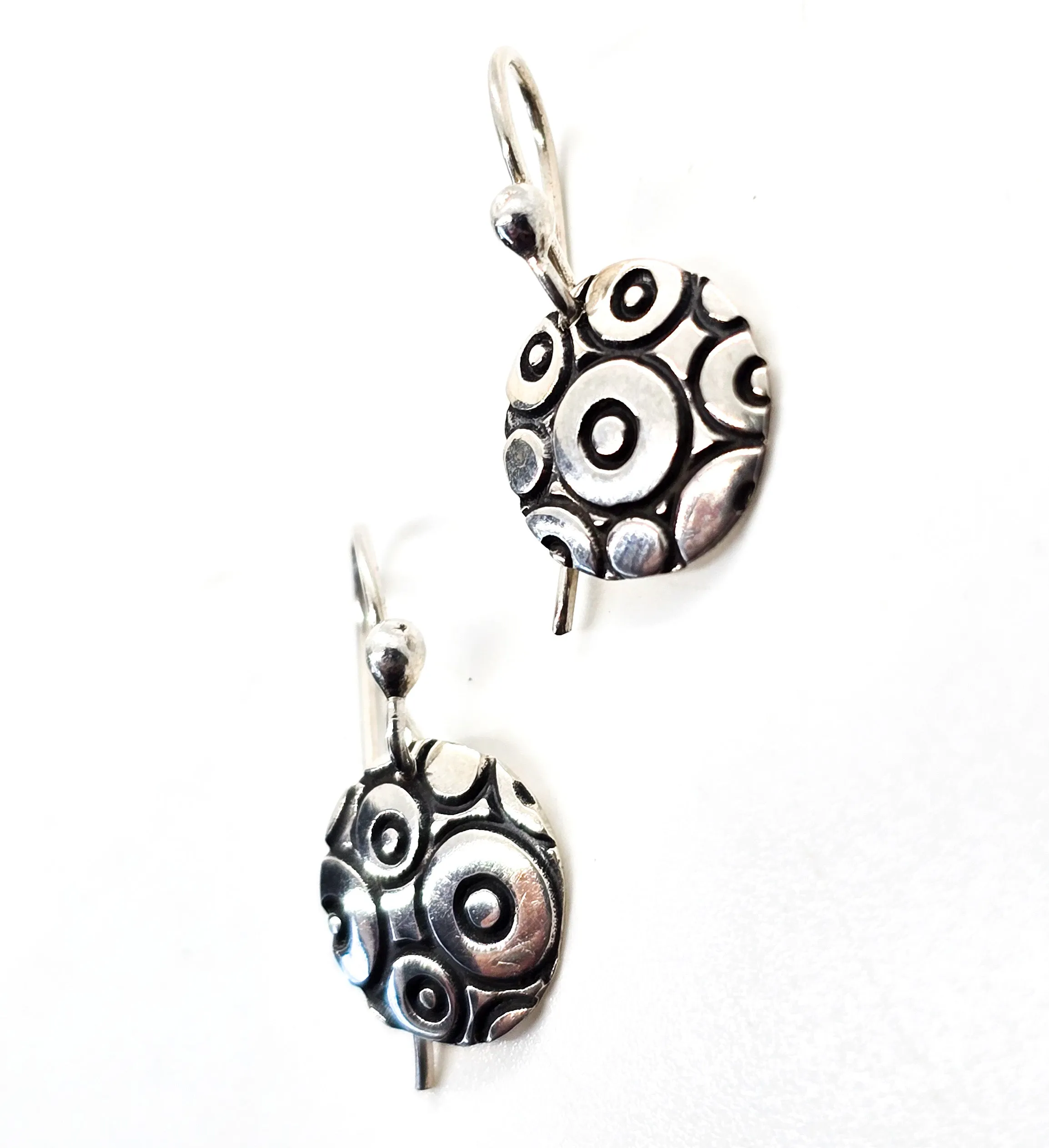 Far Fetched Cobble stone signed spotted drop sterling silver earrings