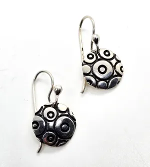 Far Fetched Cobble stone signed spotted drop sterling silver earrings