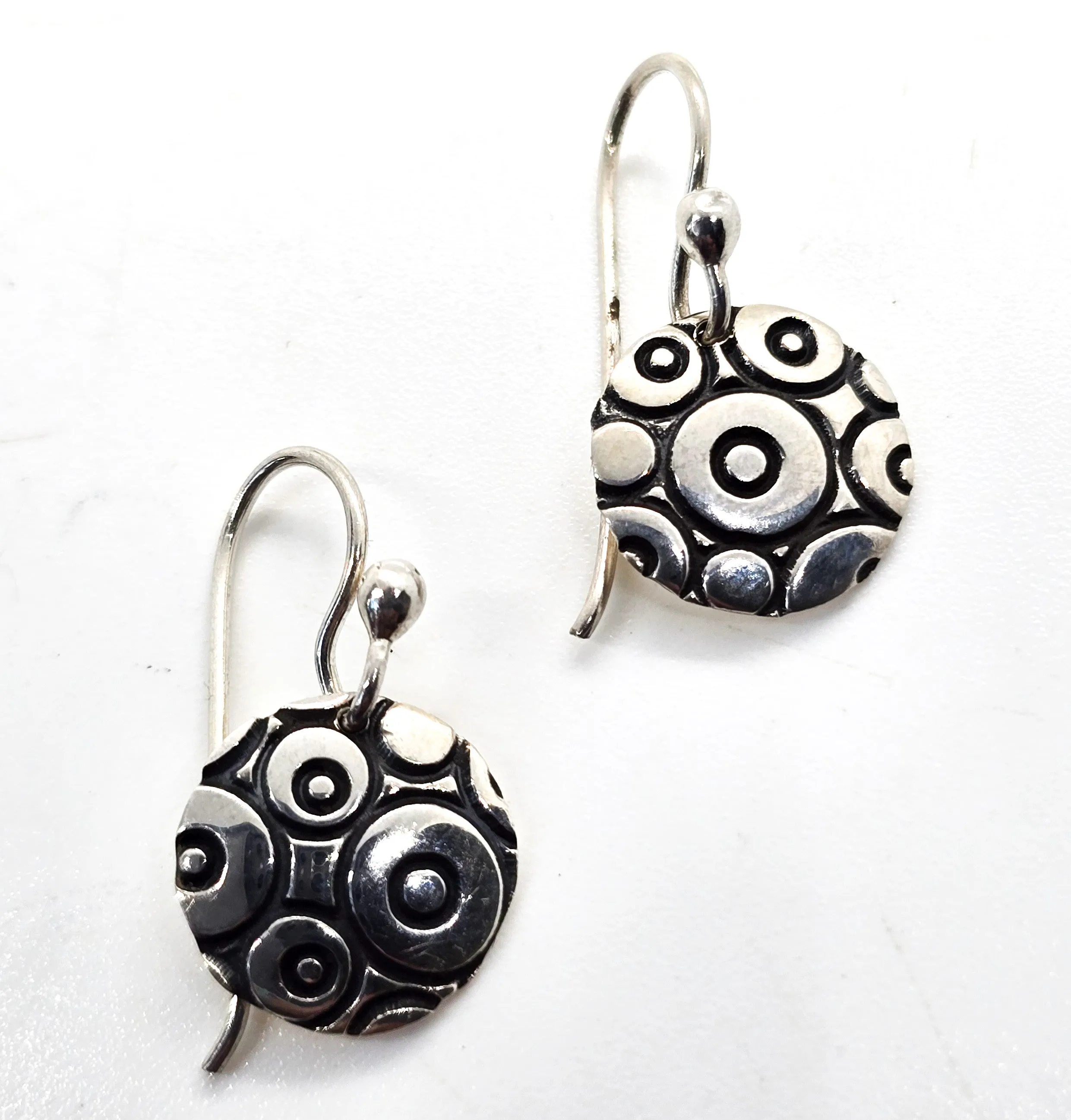 Far Fetched Cobble stone signed spotted drop sterling silver earrings