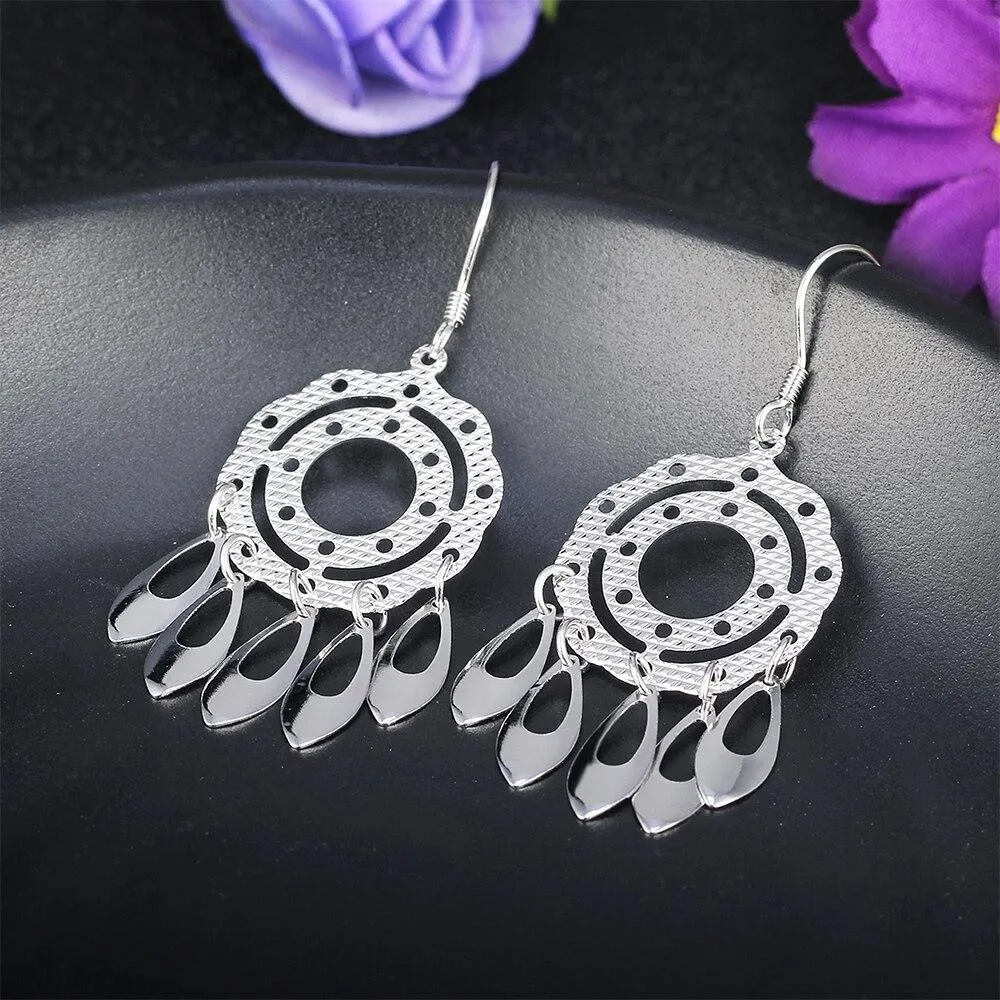 Fashion 925 Sterling Silver Chandelier Drop Earrings, Party Jewelry for Women