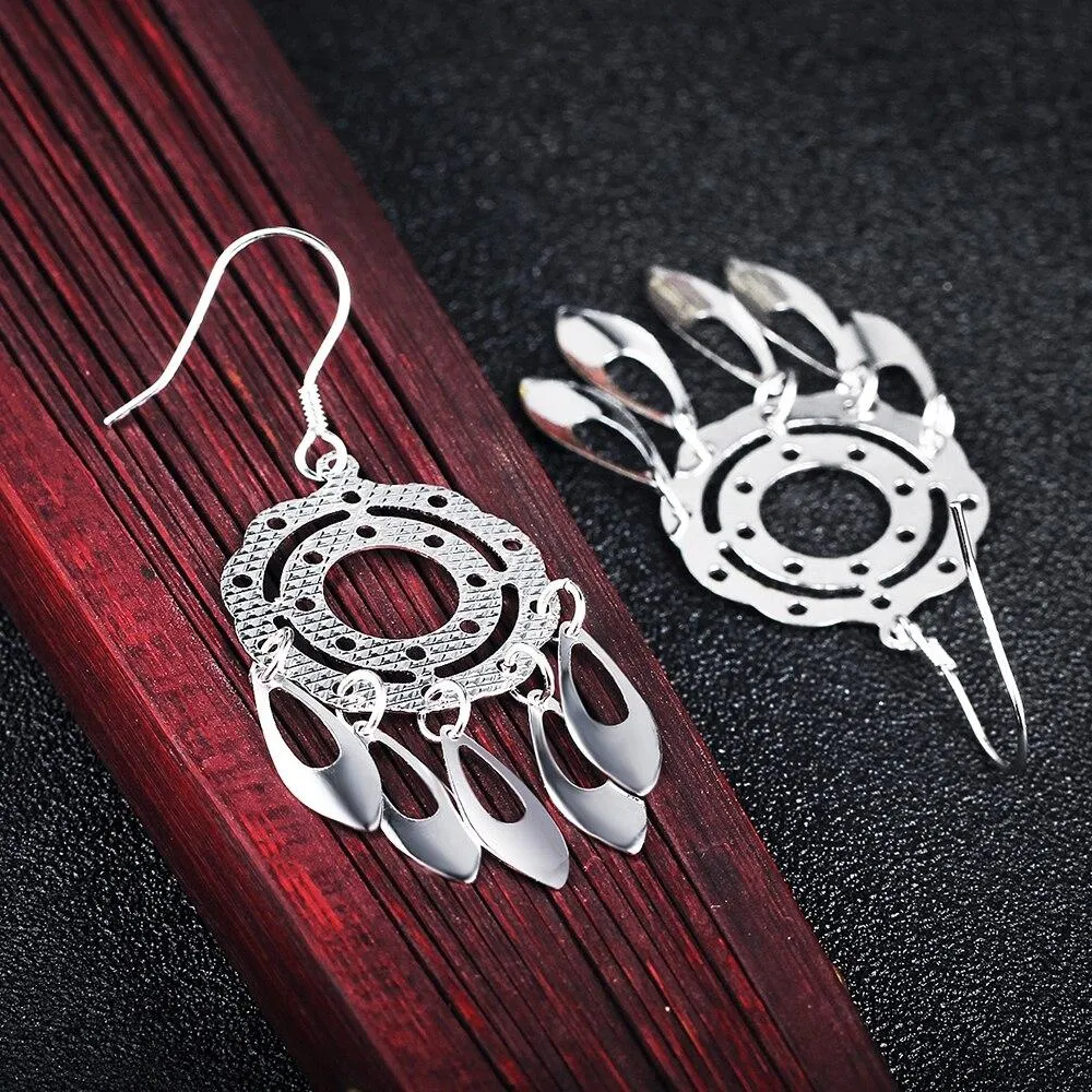 Fashion 925 Sterling Silver Chandelier Drop Earrings, Party Jewelry for Women